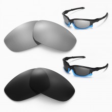 Walleva Titanium + Black Polarized Replacement Lenses For Oakley Split Jacket (OO9099 Series) Sunglasses